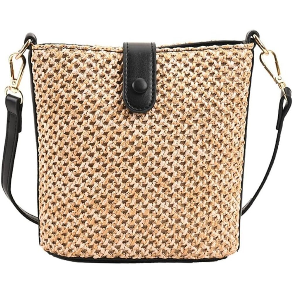 Women s Straw Beach Bag Small Cross-body Purse Summer Rattan Shoulder Bag